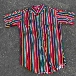 Vintage‎ Raddock Bros Mens Medium 15.5 Striped Button Up Shirt Extra Long Tail